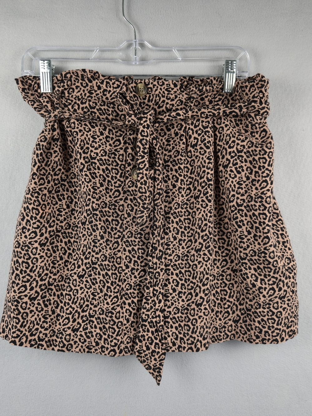 American Eagle Leopard Linen Blend Paperbag Skirt M